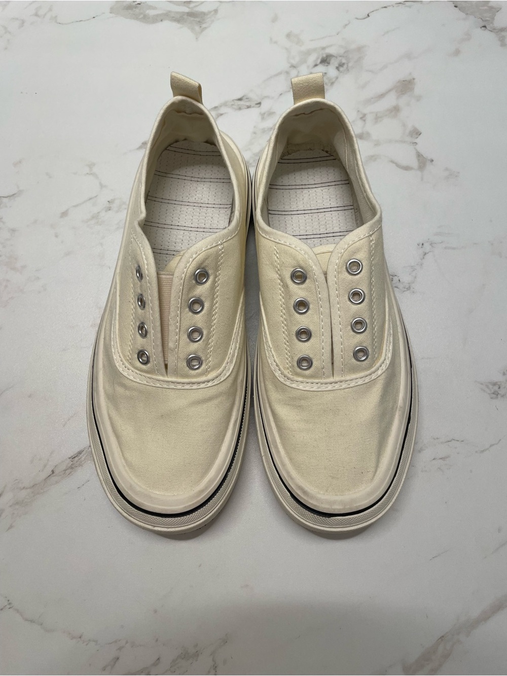 Classic Slip-On Canvas Shoes in Cream
